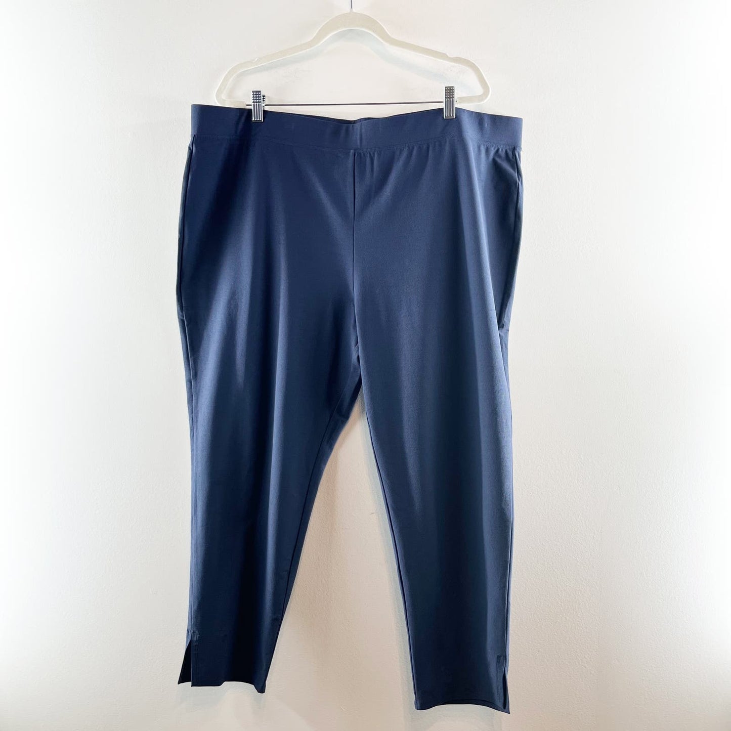 Eileen Fisher High Waisted Slim Fit Crop Ponte Pants Ocean Navy Blue 3X