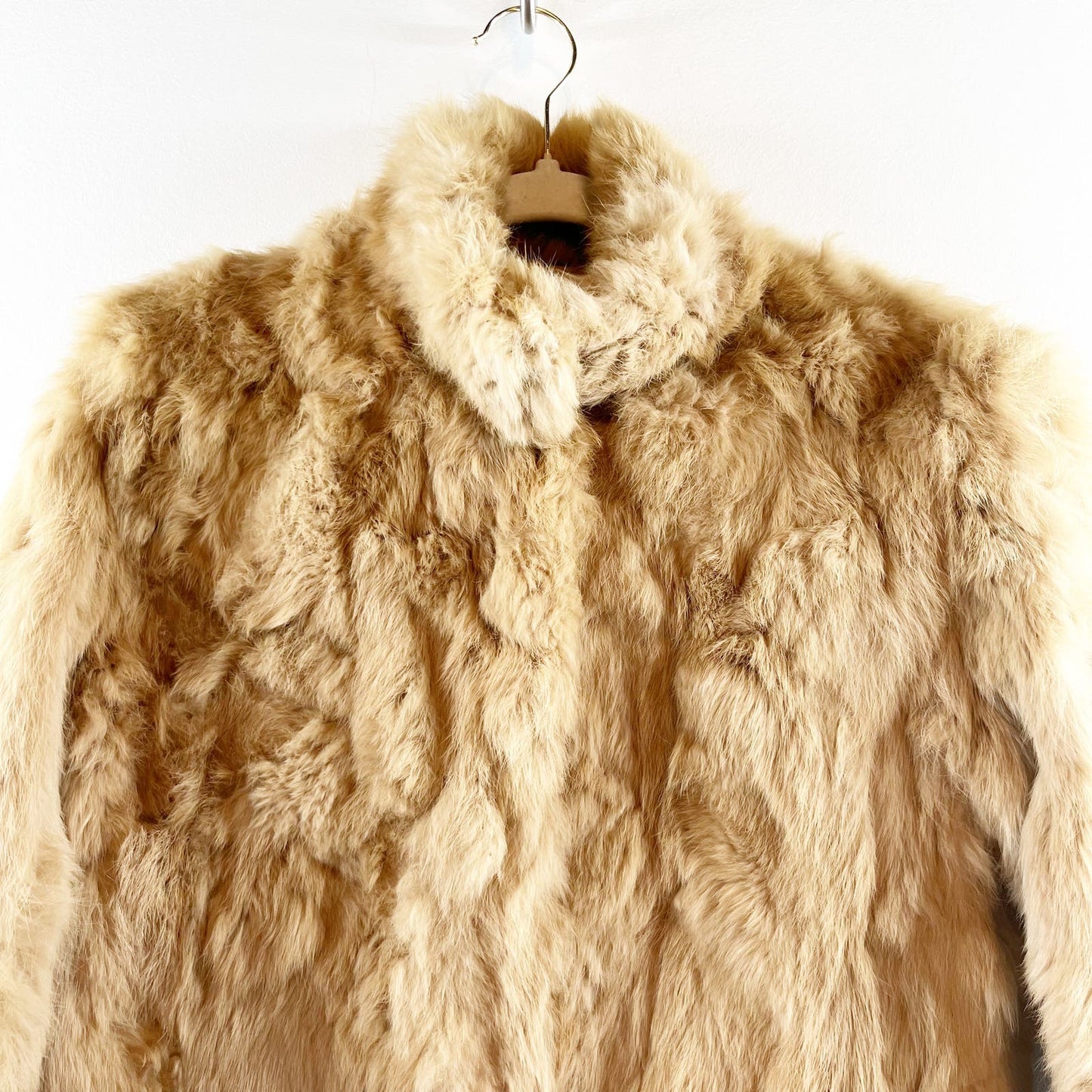 Wilsons Genuine Vintage Leather Maxima Real Fur Jacket Coat Tan Medium
