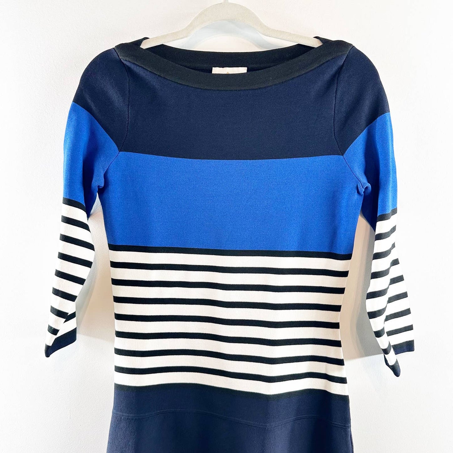 Kate Spade A Line Striped Sweater Dress Blue Colorblock Small