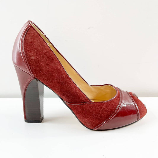 Cole Haan Nike Air Open Toe Block Heel Pumps High Heels Red 8.5