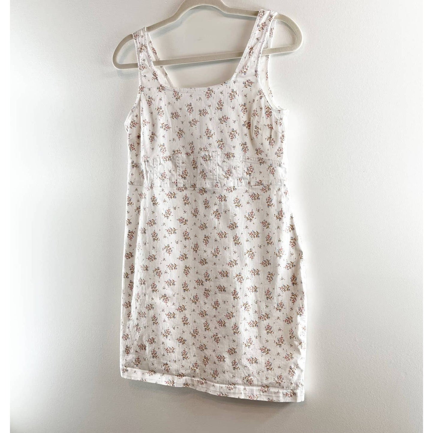 No Boundries Juniors Denim Floral Corset Mini Dress White Large