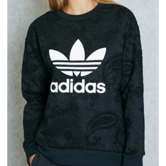 Adidas Limited Edition Trefoil Lace Textured Crewneck Sweatshirt Black Small