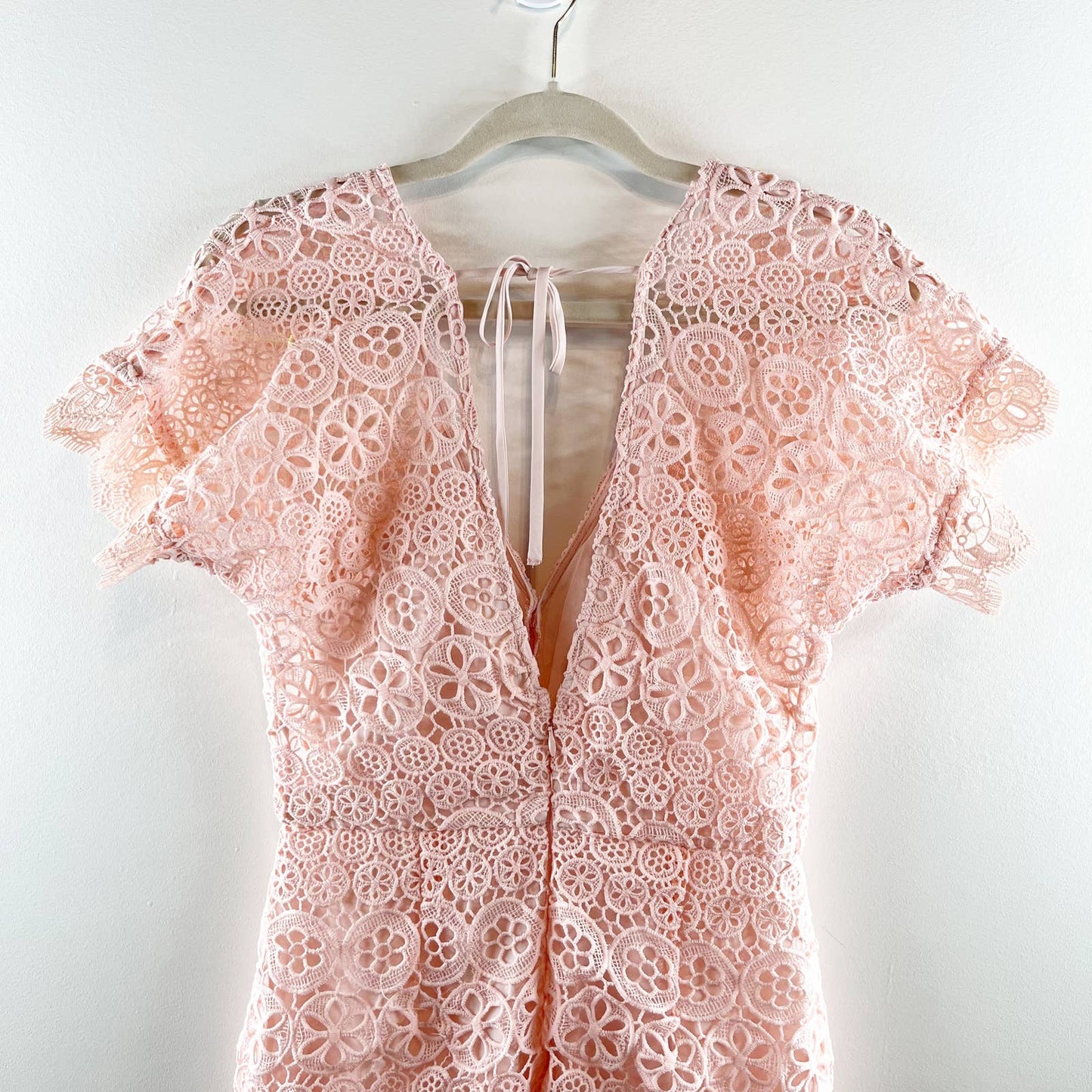 Lovers + Friends Revolve Marni Short Sleeve Lace Mini Dress Pink Small
