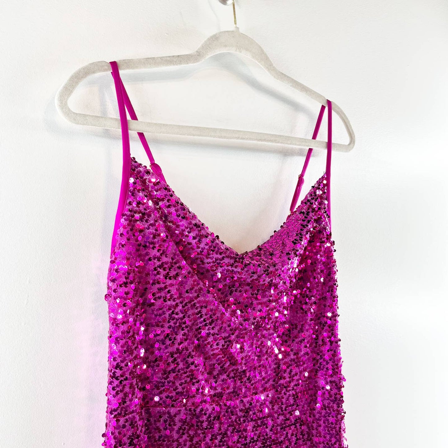 Taylor Pink Cowl Neck Sequin Midi Slip Slit Dress Barbie Pink 8