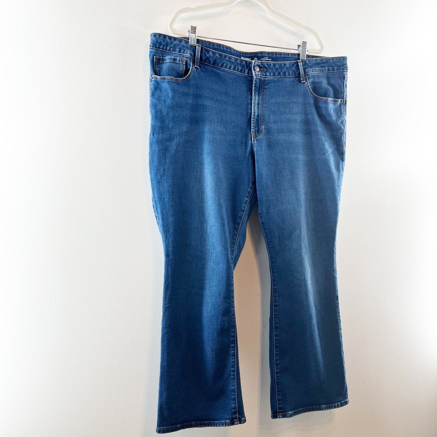 Old Navy Mid Rise Kicker Boot Cut Denim Jeans Dark Wash Blue 24 Petite
