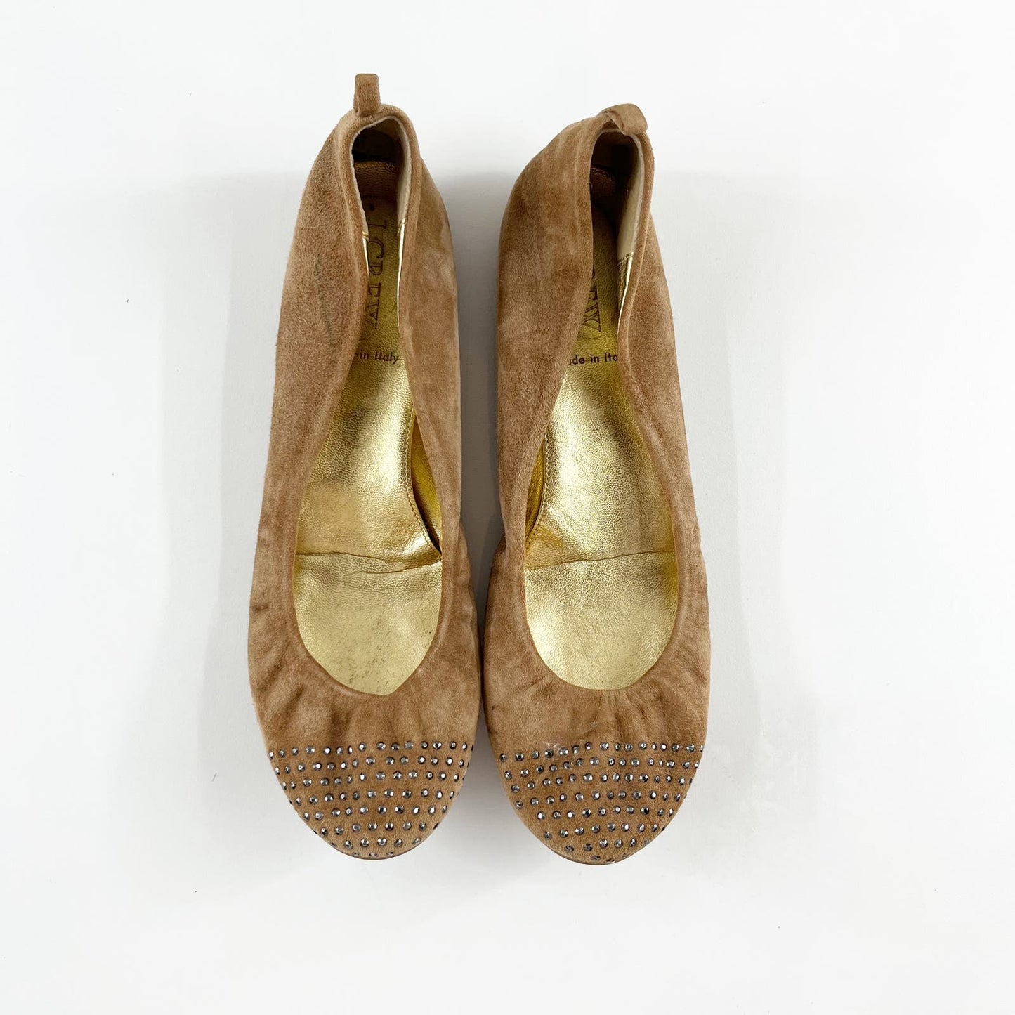 J. Crew Cece Studded Suede Leather Ballet Flats Brown 7.5
