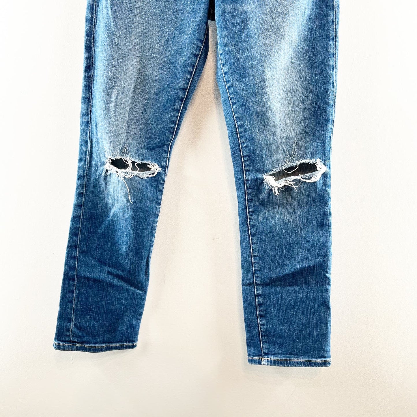 Current / Elliot High Rise Busted Knees Distressed Skinny Jeans Blue 2