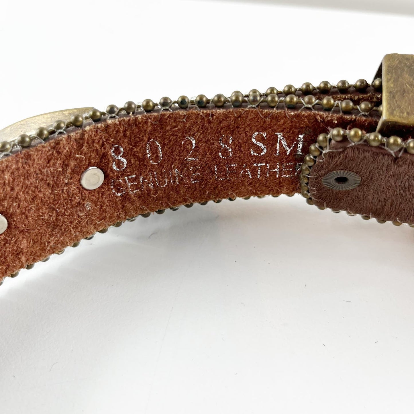 Genuine Leather Studded Western Horseshoe Bling Belt Brown