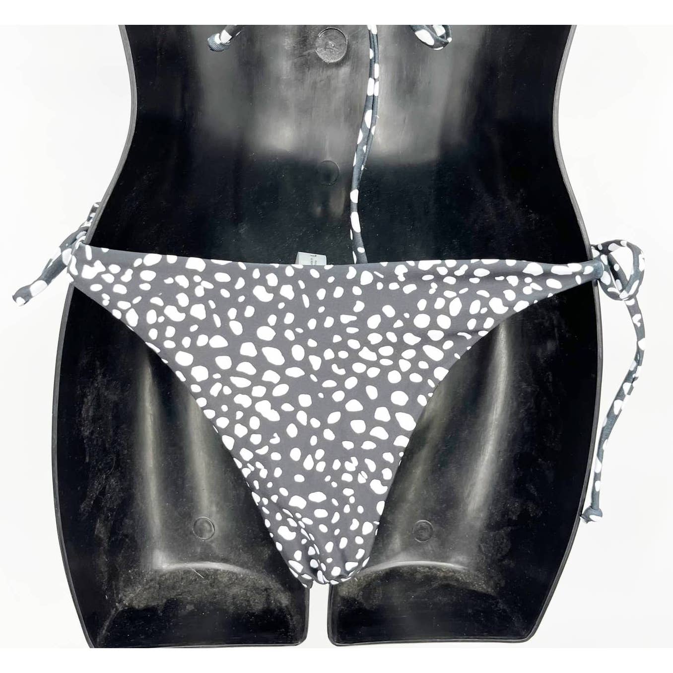 ZAFUL Two Piece Spotted Dalmation Cutout Swimsuit Bikini Black Large