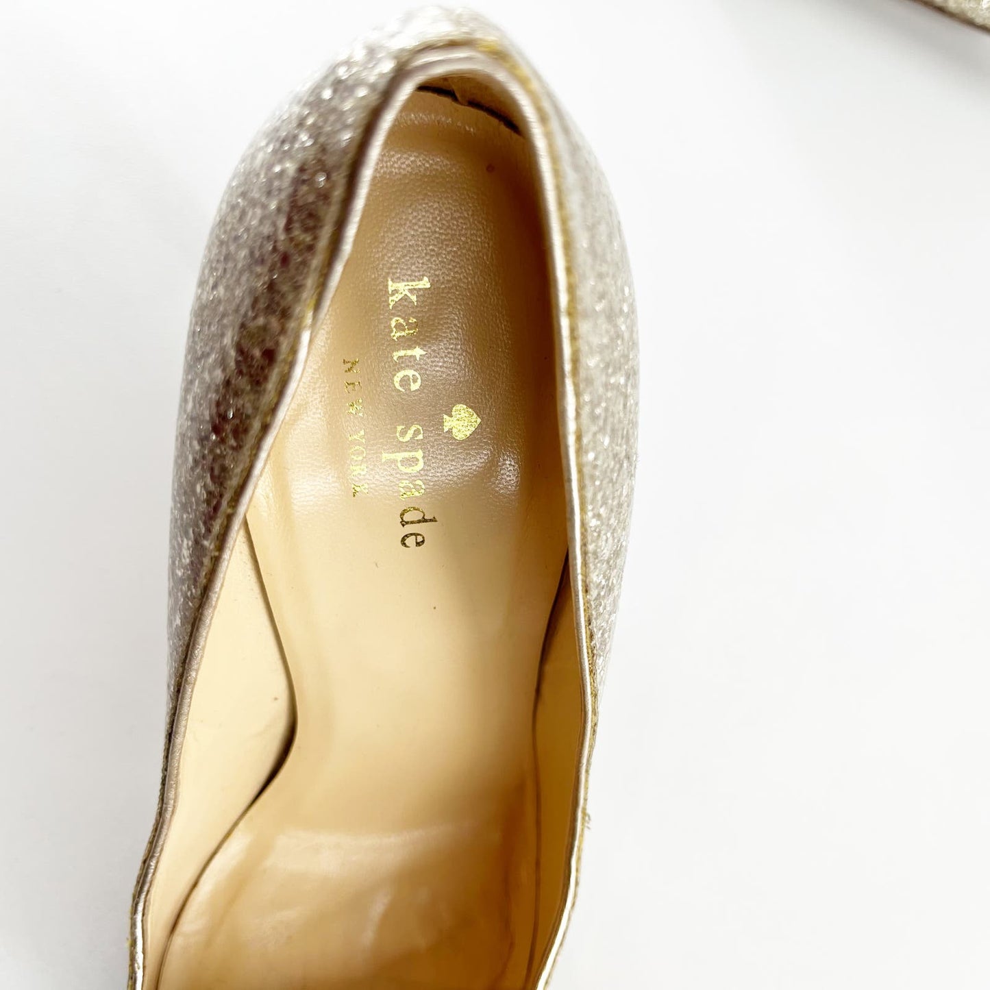 Kate Spade Licorice Too Sequin Glitter Pointy Toe Pumps Heels Gold 8