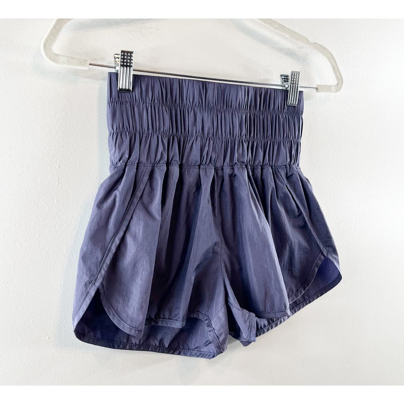 Free People Movement The Way Home Smocked Elastic Waistband Shorts Purple XS