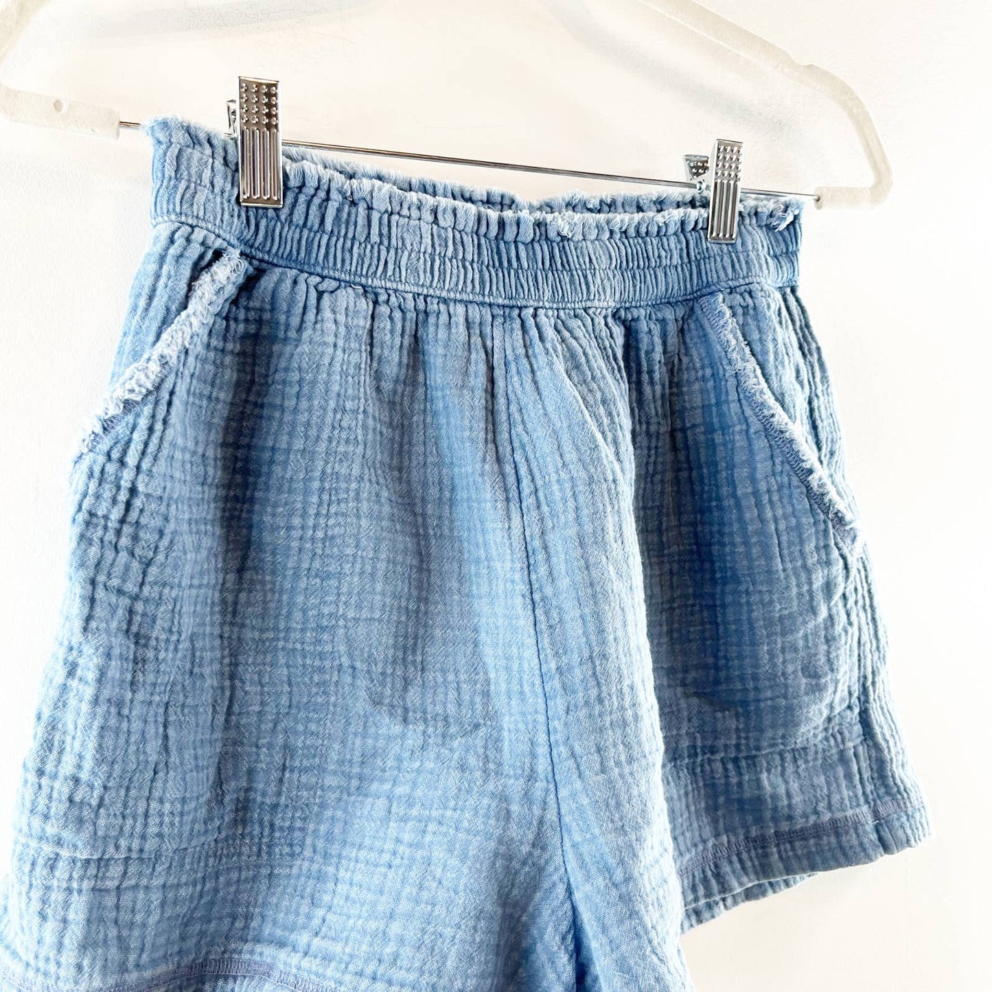 Aerie Gauzy Cotton Pull On Casual Beachy Shorts Blue Small