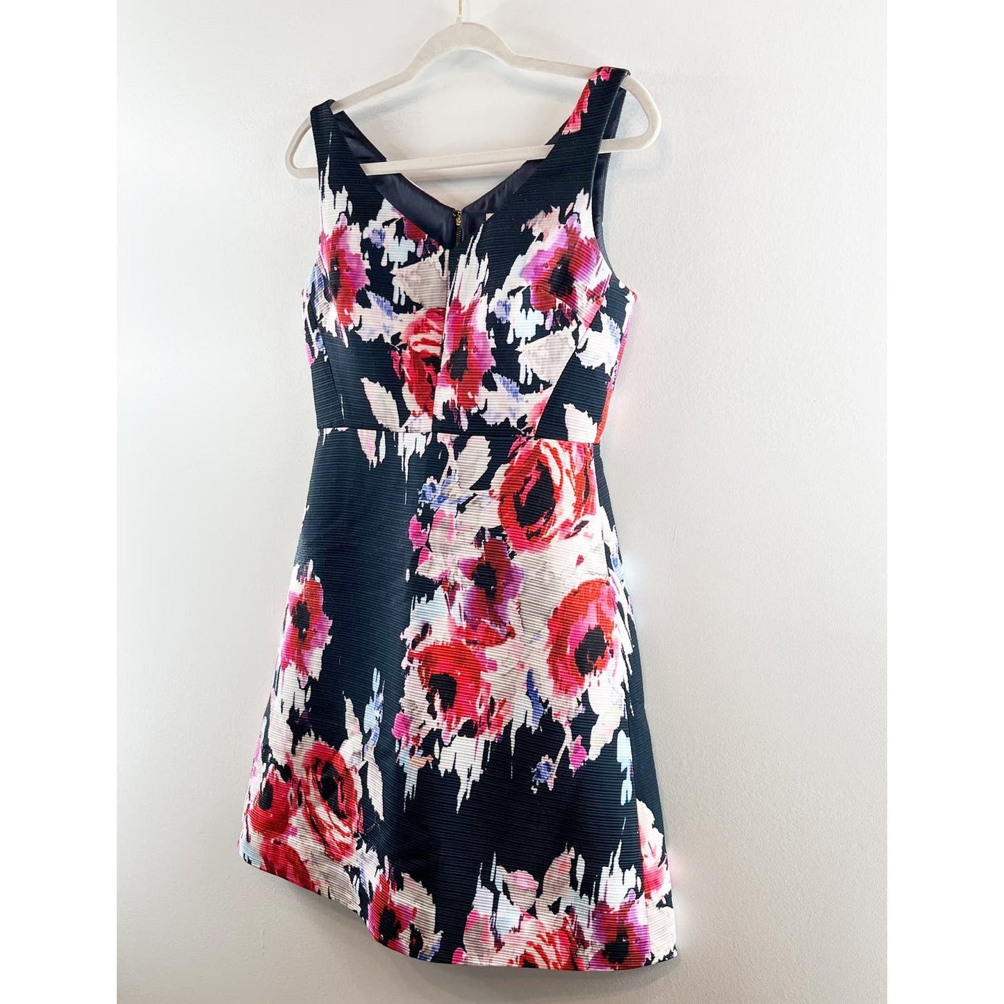 Kate Spade Floral Fit and Flare Cocktail Mini Dress Navy Blue 4