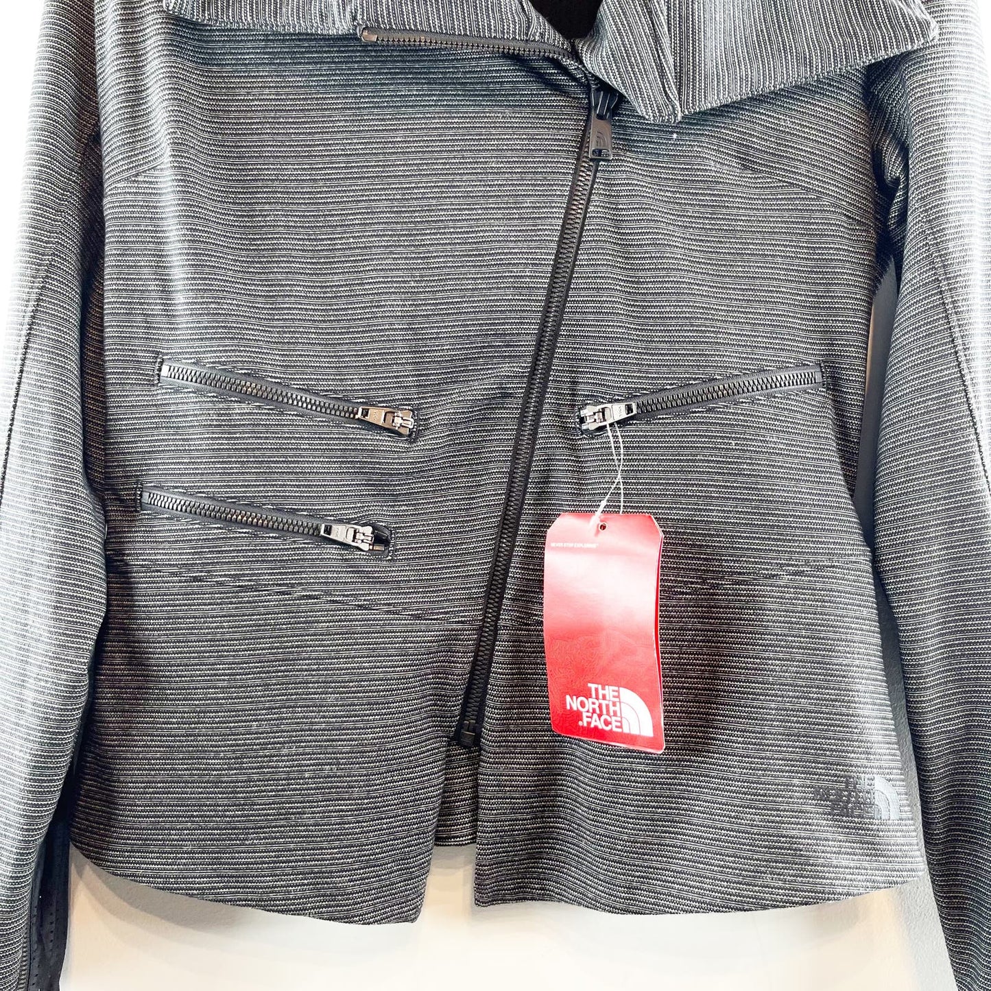 The North Face Perfect Core Full Zip Moto Style Jacket Gray Small