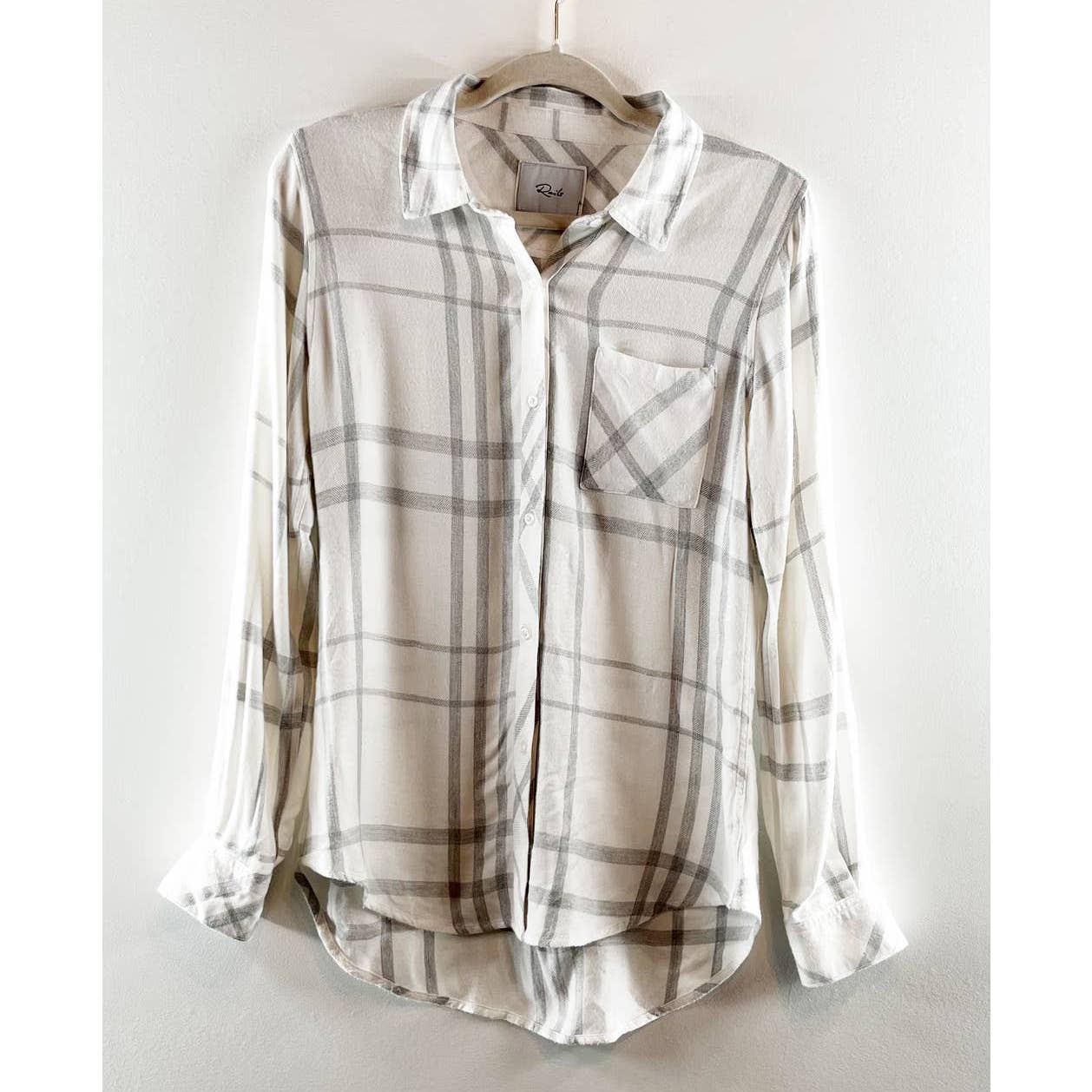 Rails Hunter Plaid Long Sleeve Collared Button Down Shirt White XS