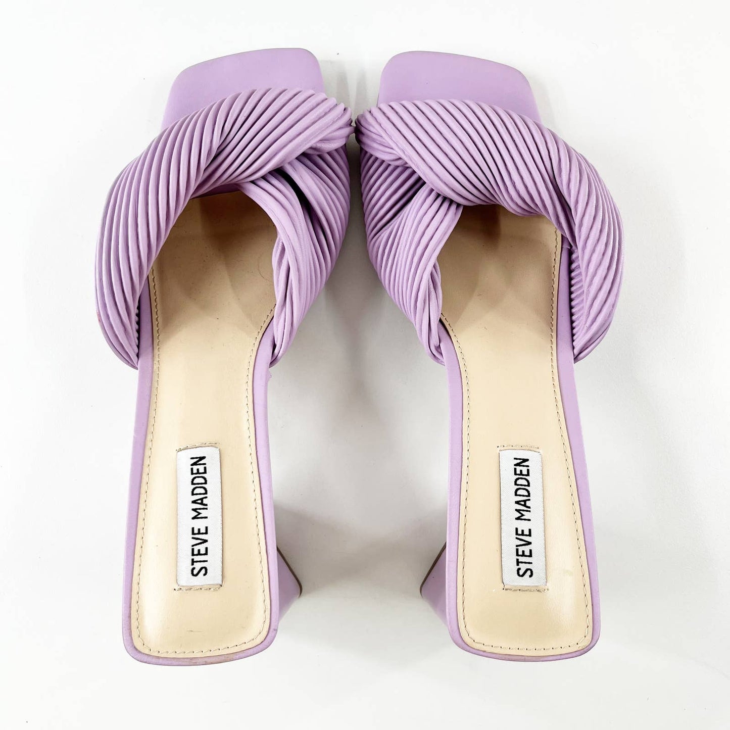 Steve Madden Evela Knotted Slide Sandal Block Heel Shoes Lilac Purple 10