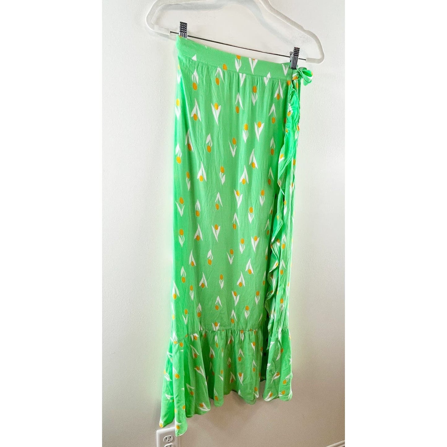 Urban Outfitters Ruffle Wrap Maxi Skirt Green Small