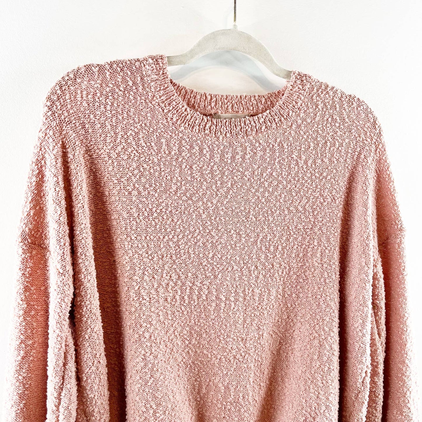 Altar'd State Textured Terry Long Sleeve Crewneck Pullover Sweater Pink XS / S
