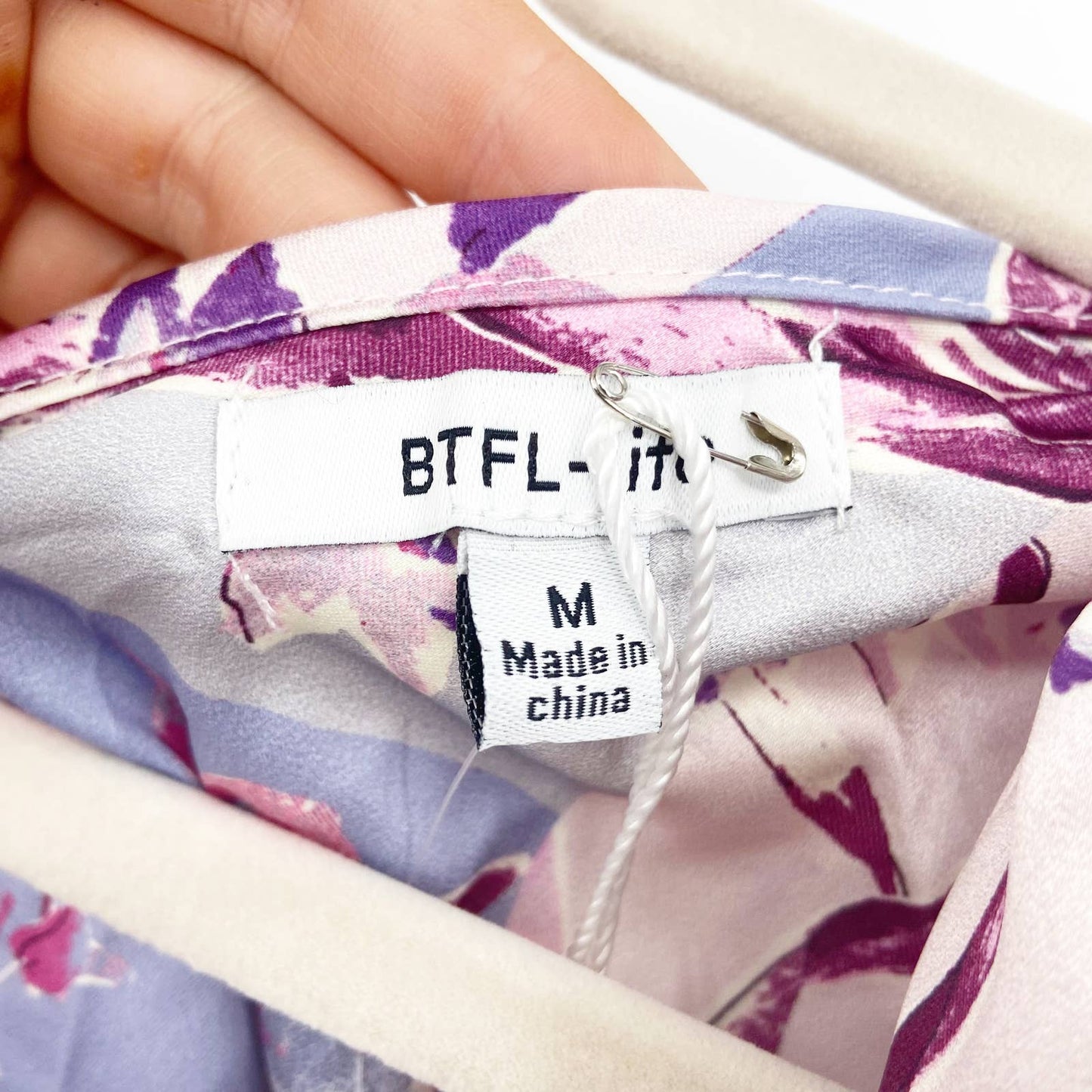 BTFL-life Shirred Floral Print One-Shoulder Minidress Pink Purple Medium