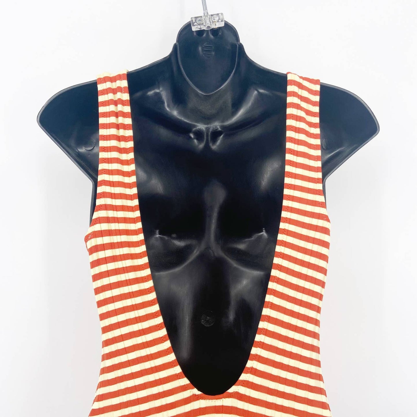 Solid & Striped One Piece Striped Low Back Swimsuit Bathing Suit Orange Small