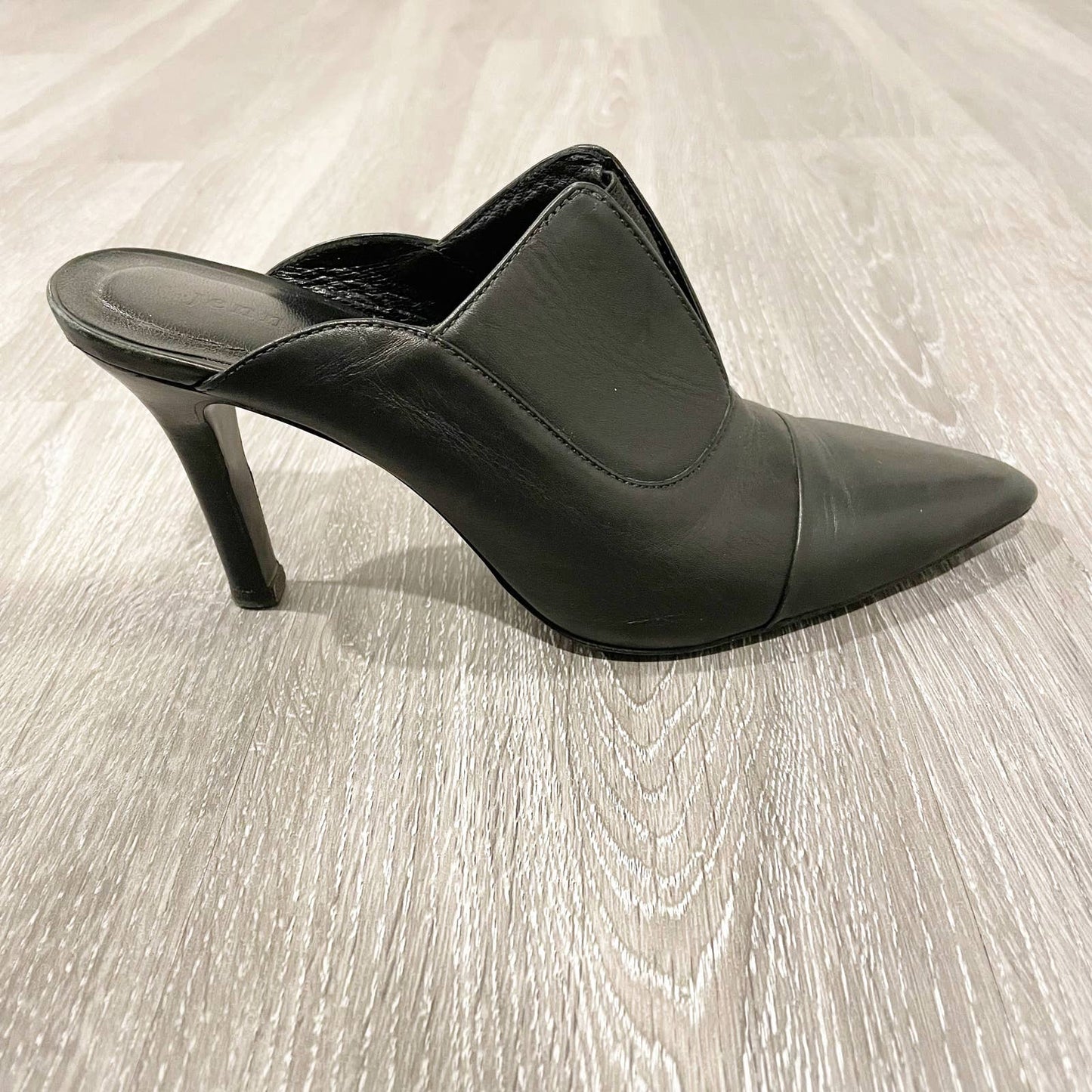 Jenni Kayne Leather Pointed Toe Mule Heels Black 37 / 7