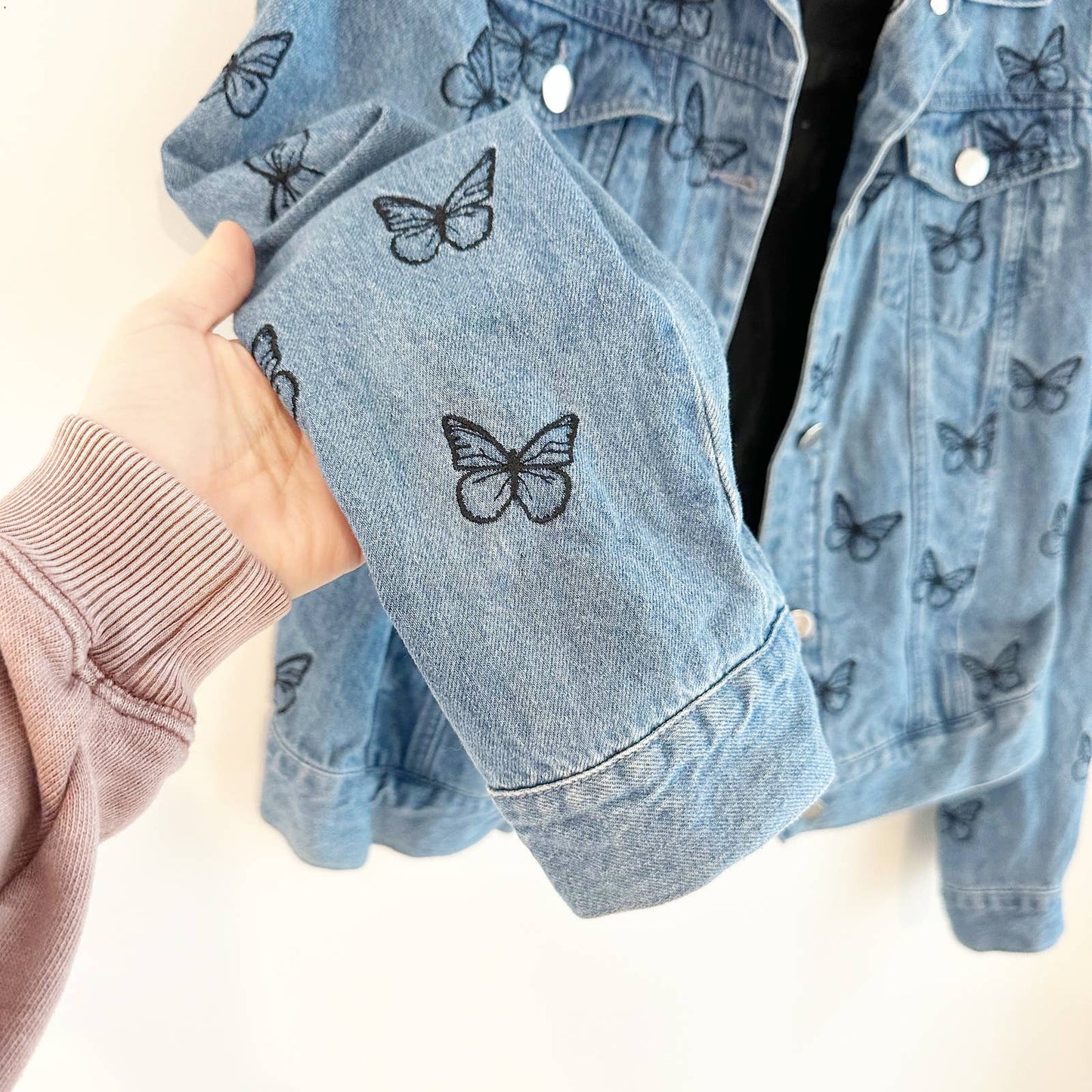 Samantha Sipos Butterfly Good Vibes Only Denim Jacket Medium