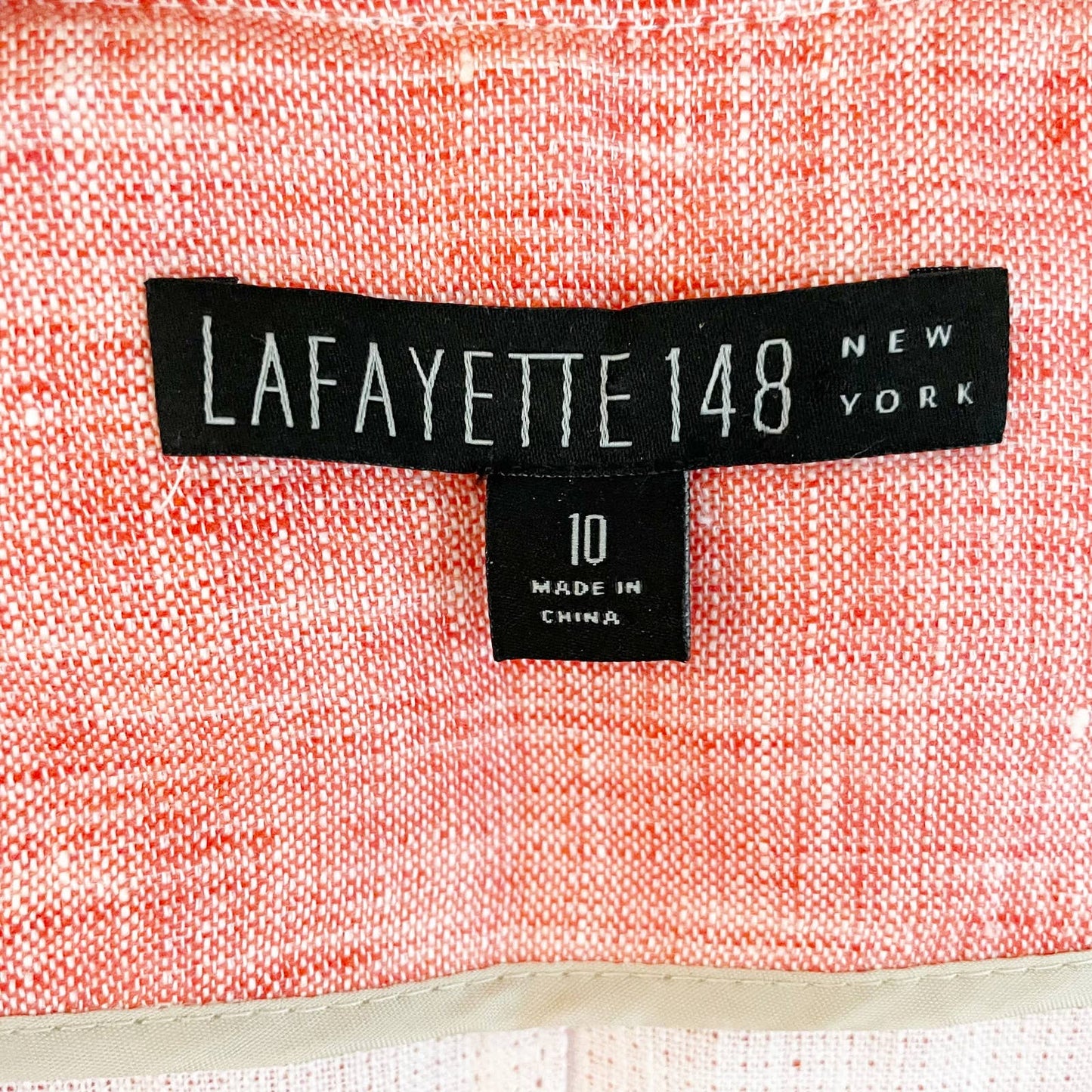 Lafayette 148 Linen Blend Blazer Jacket Pink Cream 10